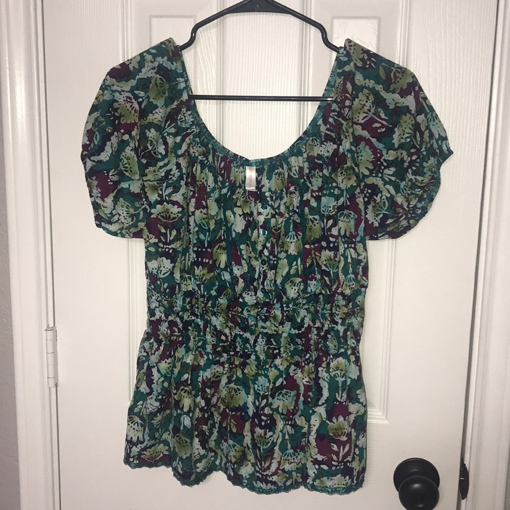 EUC Target Xhilaration Floral XL Peasant Top